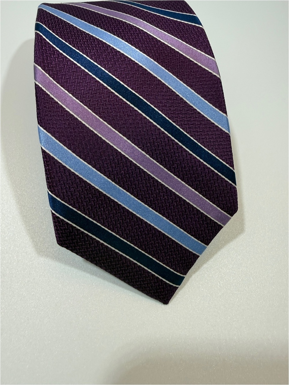 Classic Purple Striped Men's Silk Tie - Elegant Business Accessory